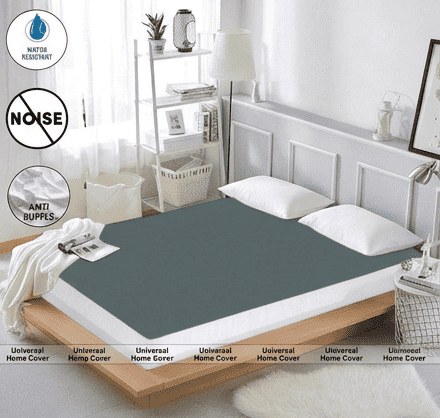Terry polyester Waterproof Mattress Protector In Grey Color With Elastic Fitting