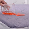 Terry Cotton Waterproof Mattress Protector In Blue Color With Elastic Fitting